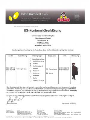 O5222 braun Kinder Mädchen Junge Umhang mit Kapuze Mönchskutte - 2