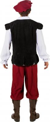 O7054-54-56 schwarz-rot Herren Mittelalter Bauer Knecht Kostüm Gr.54-56 - 7