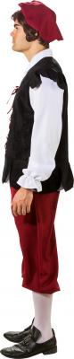 O7054 schwarz-rot Herren Mittelalter Bauer Knecht Kostüm - 4