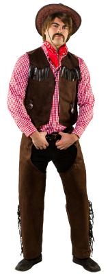 O7353-52-54 braun Herren Cowboy Weste Wildlederimitat Gr.52-54 - 2