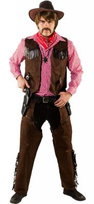 O7353-56-58 braun Herren Cowboy Weste Wildlederimitat Gr.56-58 - 1