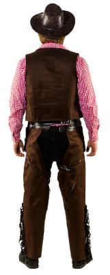 O7352-48-50 braun Herren Cowboy Chaps Wildlederimitat Gr.48-50 - 4