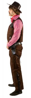 O7352-56-58 braun Herren Cowboy Chaps Wildlederimitat Gr.56-58 - 3