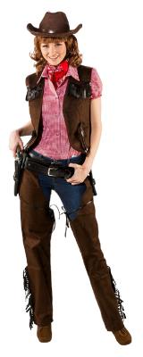 O9760-36-38 braun Damen Cowboy Cowgirl Chaps Wildlederimitat Gr.36-38 - 2