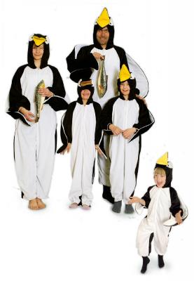 K312509 schwarz-weiß Damen Herren Pinguin Kostüm-Overall