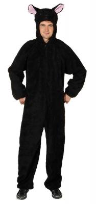 O7103-A schwarz Damen Herren Schaf Kostüm-Overall - 0