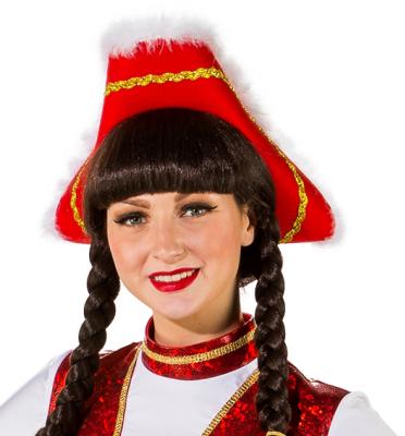 O28082-26-59-60 rot mit Goldborte Marabu weiß Funkenhut Gr.59-60 - 1