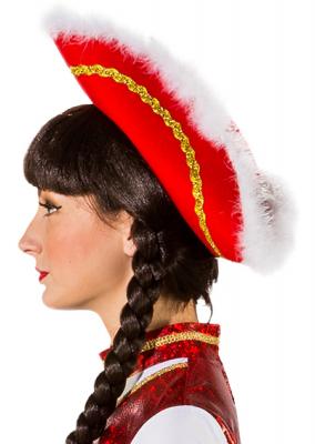 O28082-26-59-60 rot mit Goldborte Marabu weiß Funkenhut Gr.59-60 - 2