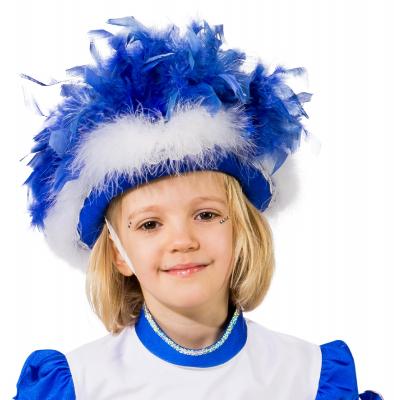 O28083-25B-53-54 blau mit Silberborte Marabu weiß und blau-weißer Boa Funkenhut Gr.53-54 - 1