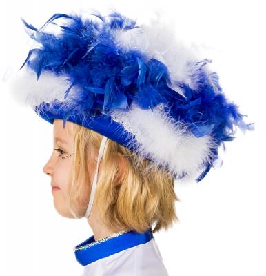 O28083-25B-53-54 blau mit Silberborte Marabu weiß und blau-weißer Boa Funkenhut Gr.53-54 - 2