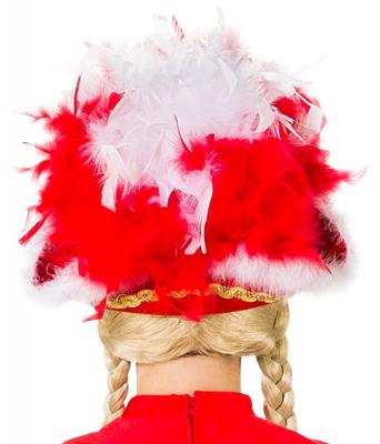 O28082-26B-57-58 rot mit Goldborte Marabu weiß und rot-weißer Boa Funkenhut Gr.57-58 - 3