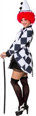 O9978-48 schwarz-weiß Damen Pierrot Jacke Clown Kostüm Gr.48 - 1