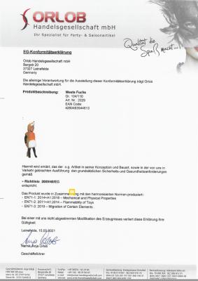 Oh2029-104-110 beige-weiß Kinder Fuchs Weste Kostüm Gr.104-110 - 2