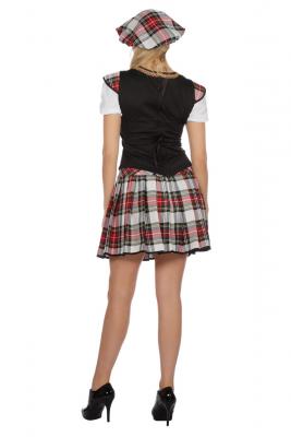 W4131-48 weiß-rot-schwarz-kariert Damen Schotten Kostüm Schottin mit Mütze Gr.48 - 2