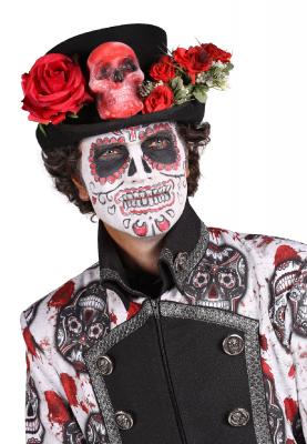 T2363-SKUB-M schwarz-weiß Gravedgger Totenkopf Herren Jacke Tag der Toten/Mexican Skull Gr.M - 1