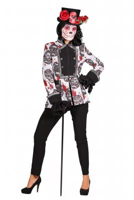 T2363-SKUB-M schwarz-weiß Gravedgger Totenkopf Herren Jacke Tag der Toten/Mexican Skull Gr.M - 2