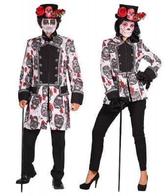 T2363-SKUB schwarz-weiß Gravedgger Totenkopf Herren Jacke Tag der Toten/Mexican Skull - 1