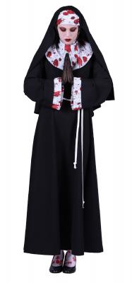 T2787-0102 schwarz-weiß Damen blutige Nonne Kostüm