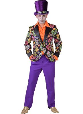 M217299-220-A schwarz Mexican Skull Herren Sakko Jackett Tag der Toten - 0