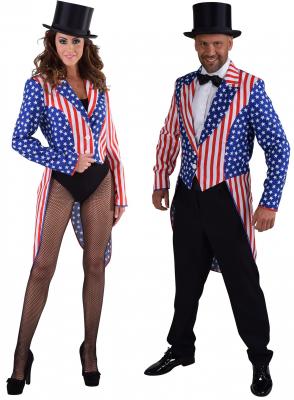 M216161 rot-weiß-blau Damen Frack Party USA Amerika Stars und Stripes - 1