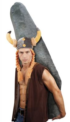 B01296 grau-beige Damen Herren Babaren Wickinger Gallier Mütze mit Haar - 1