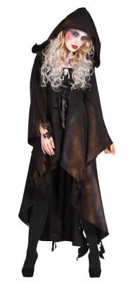 T2141 braun Walking Dead Damen Halloween Kostüm Kleid mit Kapuze - 1