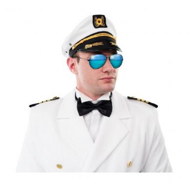 O23419 weiß-schwarz-gold Kapitänsmütze de Luxe - 0