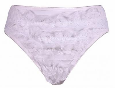 T2861-36-38 weiß Damen Spitzenhose Rüschenhose Gr.36-38 - 1