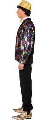 O7831-56-58 bunt Herren Pailletten Sakko-Jackett Disco Jacke Gr.56-58 - 1