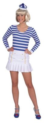 O40089-L-XL blau-weiß gestreift Damen Langarm Body Matrosen Kostüm - 1