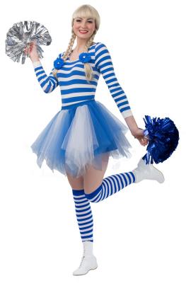 O40089-L-XL blau-weiß gestreift Damen Langarm Body Matrosen Kostüm - 3