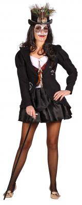 T2408-M schwarz-weiß-rot Damen Voodoo Meisterin ''Mama Legba'' Kostüm Gr.M - 1