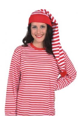 O23773 rot-weiß Damen Herren Zipfelmütze Strickmütze