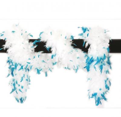 W21030-67 aqua-weiß Damen Boa Federstola