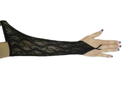 K84250150 schwarz Damen Spitzen Handschuhe Fingerlos Ellenbogenlang