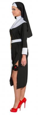 O1072-46-48 schwarz-weiß Damen Nonnen Kostüm Ordensfrau Kleid Gr.46-48 - 1