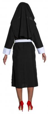 O1072 schwarz-weiß Damen Nonnen Kostüm Ordensfrau Kleid - 2