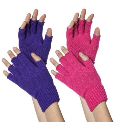 W51040-14 pink Damen Strick Handschuhe Fingerlos - 1