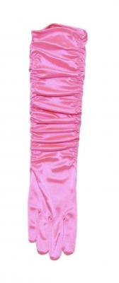 K84250173-3 pink Damen Satin Handschuhe lang gerafft