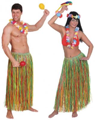 O39911 rot-grün-gelb Damen Hawaii Bastrock Hawaii Kostüm - 0