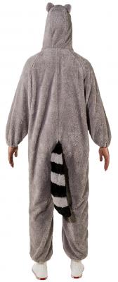 O7451-D-160-175 grau-weiß-schwarz Damen-Herren Waschbär Kostüm Gr.160-175 cm - 2