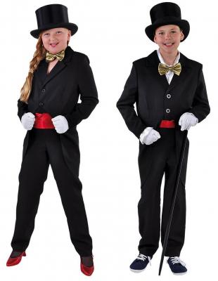 M205013-2 schwarz Kinder Frack Zirkus Kostüm - 0