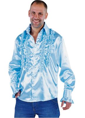 M213221-13 hell-blau Herren Rüschenhemd Discohemd - 0