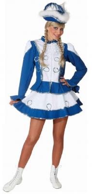 O964 blau-weiß mit Silberborte Damen Funkenkostüm Mariechenkostüm