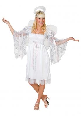 R889010 weiß-silber Damen Engel Weihnachts Kostüm Gr.36-40