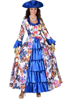 M219144 bunt-blau Butterfly Damen Rokoko Kleid Kostüm Marquisin Prinzessin - 0