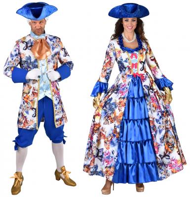 M219144 bunt-blau Butterfly Damen Rokoko Kleid Kostüm Marquisin Prinzessin - 1
