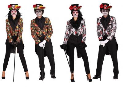 T2359-SKUC bunt Damen Frack Gravedgger Totenkopf Tag der Toten/Mexican Skull - 1