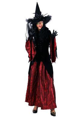 T0575-0108-XXL schwarz-weinrot Damen Hexenkleid Teufelkleid lang Gr.XXL - 1