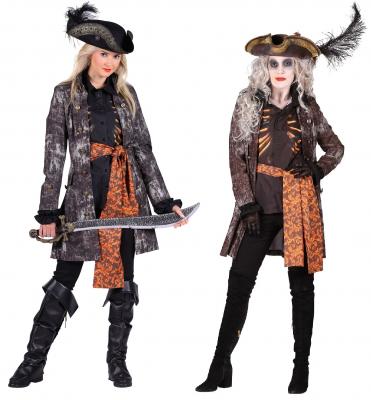 T2362-XL braun-beige Damen Ghost Piratin Halloweenkostüm Gr.XL - 4